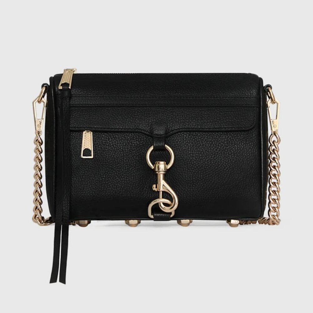 Rebecca Minkoff Black Mini M.A.C. Crossbody Handbag Chain Fringed Purse